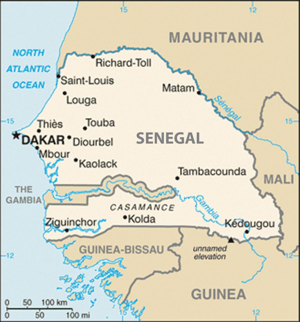 карта Сенегала и околних земаља