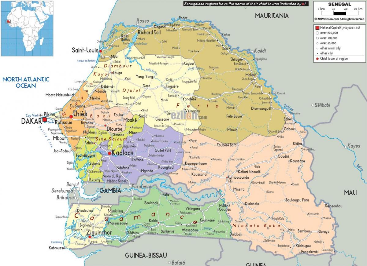 Сенегал земље у светској мапи
