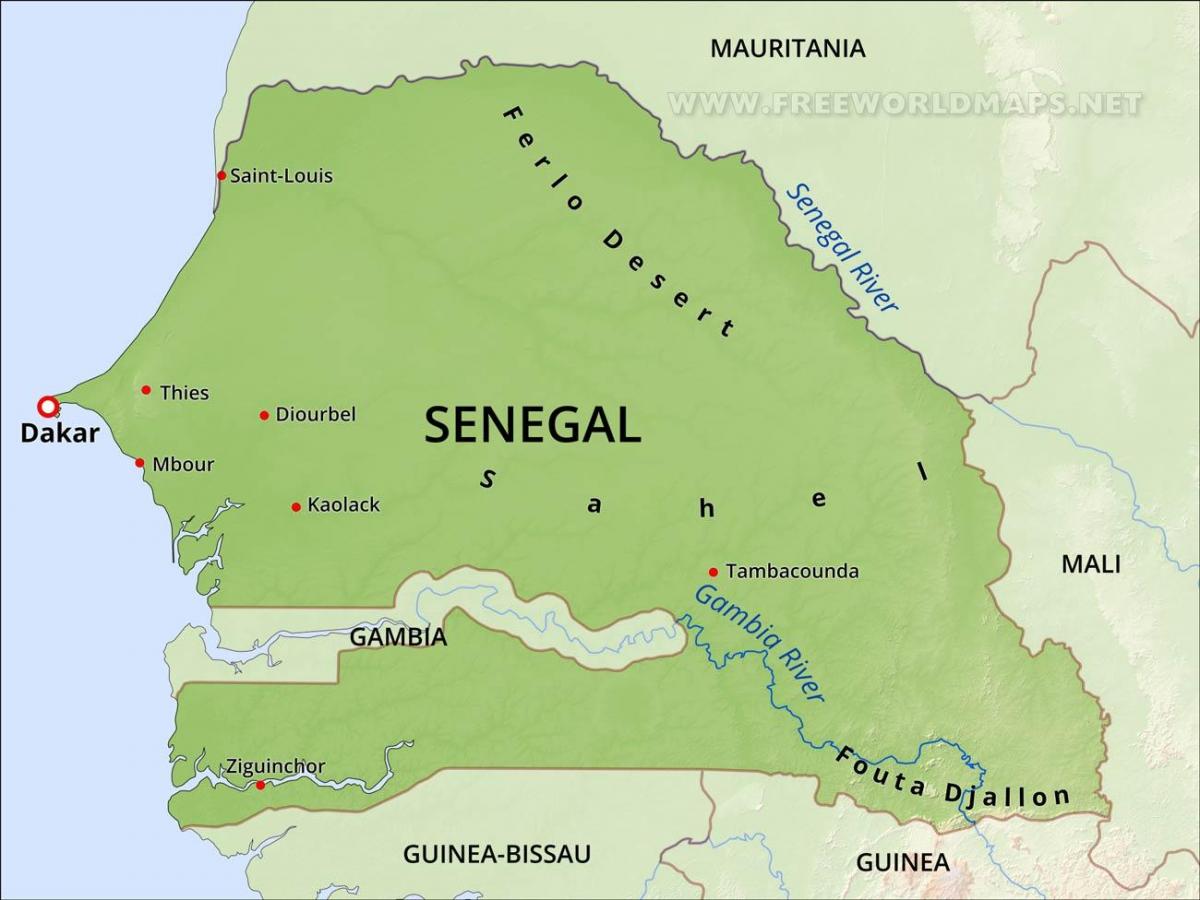 карта физичка карта Сенегала
