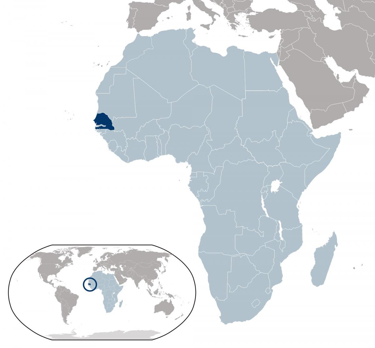 мапа локације Сенегал на свет