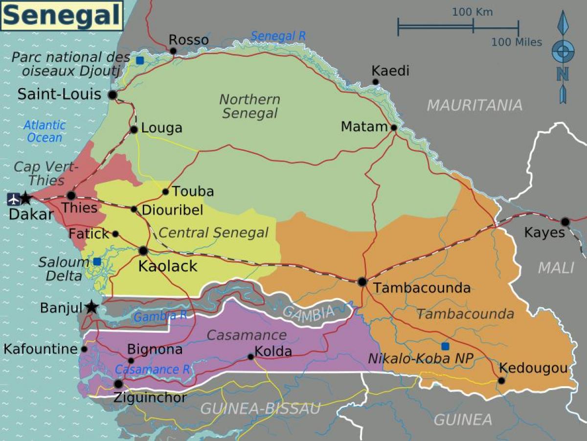 карта Сенегала политичких
