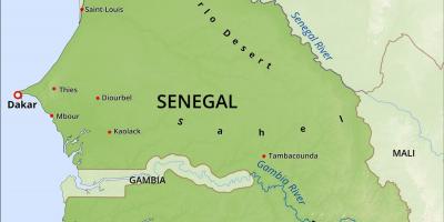 Карта физичка карта Сенегала